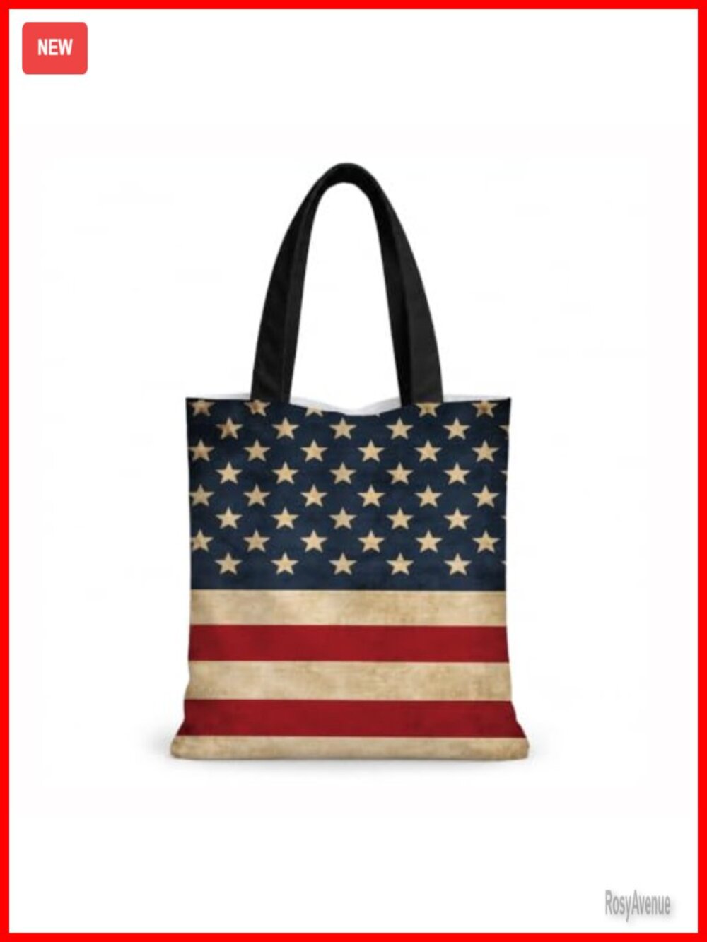 Canvas Tote Bag Vintage American Flag Carryall Patriotic Shoulder Bag